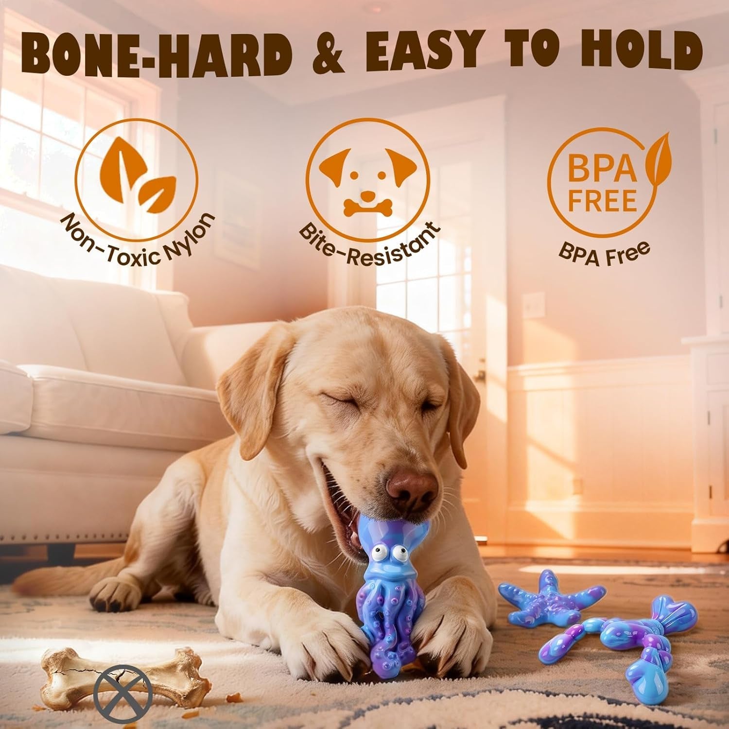 oceanbone-3-pack-rock-hard-nylon-dog-chew-toys-for-aggressive-chewers-indestructible-dog-toys-bacon-flavor-chew-bones-for-large-dogs-20-90-lbs-heavy-duty-long-lasting-keeps-dogs-busy-xl-ocean