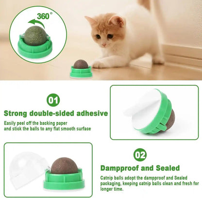 CCINEE 3PCS Catnip Balls for Cats Wall Catnip Toys Edible Cat Toys for Cat Lick Safe Healthy Kitten Chew Toys Teeth Cleaning Dental Cat Toys5