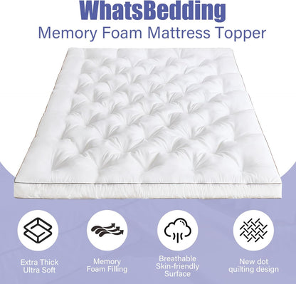 4 Inch Memory Foam Mattress Topper Queen for Back Pain Relief, Filled with Breathable Gel Memory Foam, Supportive Pillow Top Mattress Topper4