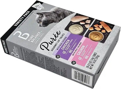 Pure Balance Chicken and Salmon Puree Cat Treats, 20 Tube Variety Pack, 10 Ounces5
