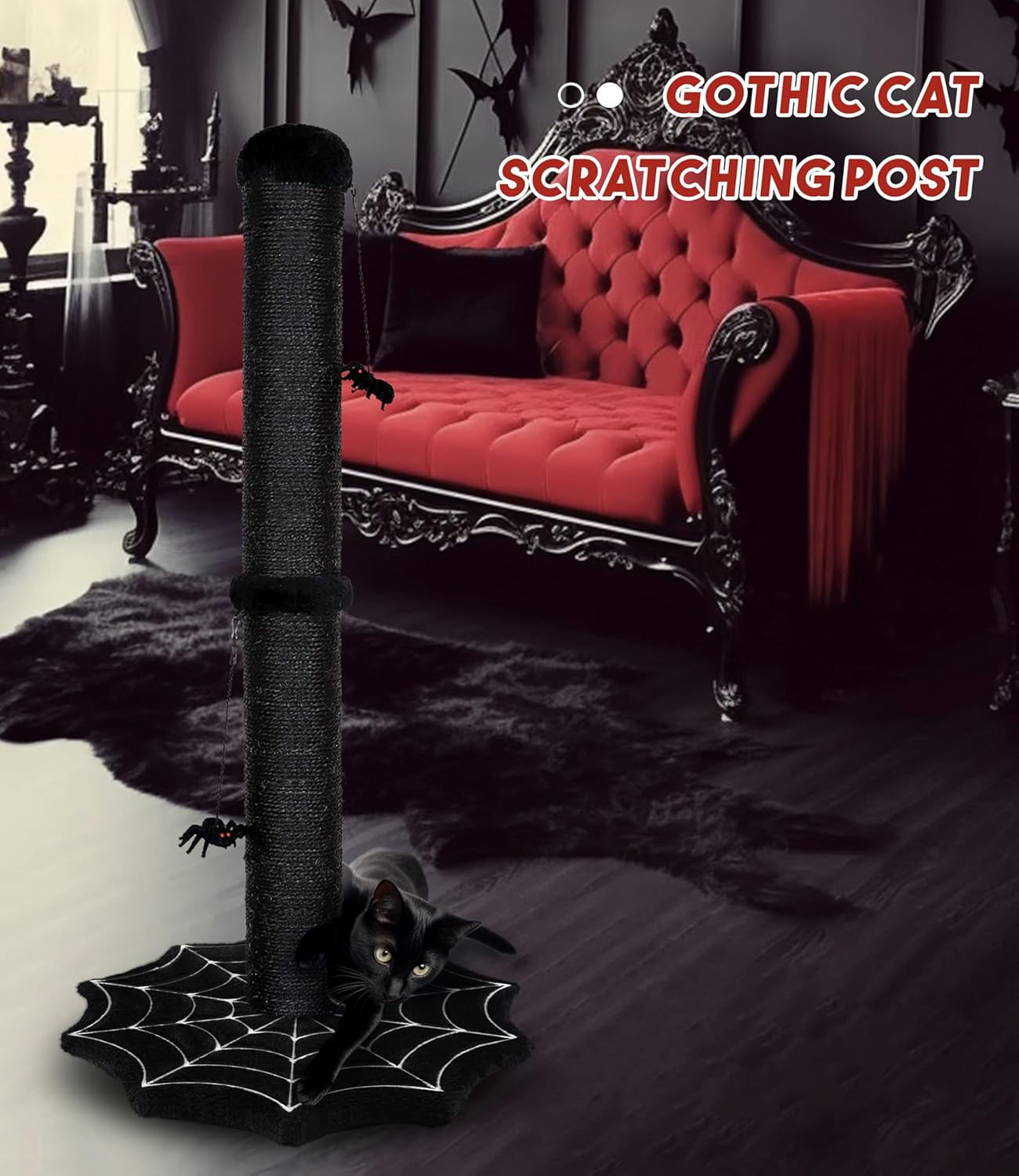 gothic-cat-scratching-post-with-spider-toys-for-indoor-cats-halloween-sisal-scratcher-goth-tree-tower-cobweb-base-spooky-furniture-interactive-dangling-toy-activity-kitty-play-center
