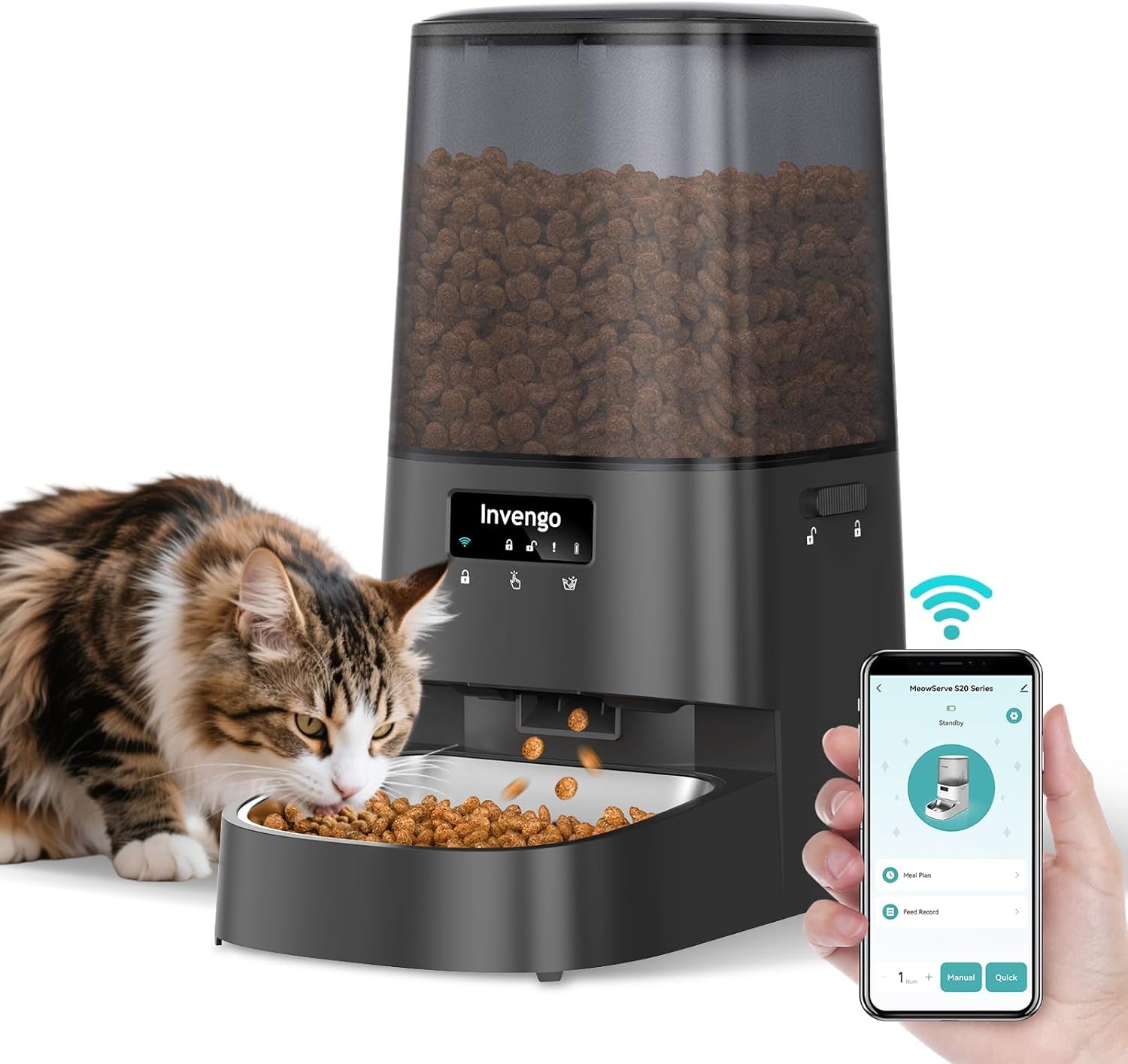 automatic-cat-feeder-with-app-control-5l-food-dispenser-for-cats-and-small-dogs-2-4-5g-wi-fi-programmable-portions-anti-jam-fresh-lock-stainless-steel-bowl-easy-to-clean