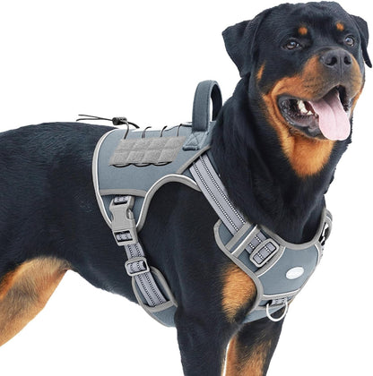 Auroth Tactical Dog Harness for Large Dogs No Pull Adjustable Pet Harness Reflective K9 Working Training Easy Control Pet Vest Military Service Dog Harnesses Army Yellow L52