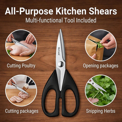 Knife Set Kitchen Steel Knife Block Set W Built-In Sharpener | German Forged Stainless Steel,15 Pc,Razor Sharp,Non-Stick&Anti-Rust,Ergonomic Handle,Full Tang,Gift Box7