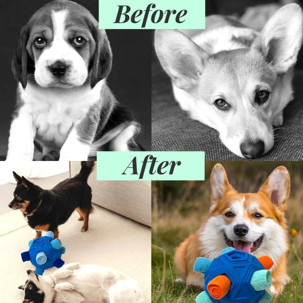 Snuffle Ball for Dog Toys Unbreakable Upgrade Ball Interactive Toy Foraging Snuffle Mat Puppy Treat Dispenser Slow Feeder Dog Puzzle Toys for Small, Medium, Large Pets (Blue)5