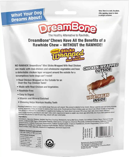 Dreambone Chicken Wrapped Mini Stick Dog Treats, Daily Rawhide-Free Chew, Digests Safely and Completely, with Real Protein, Chicken and Veggies, 15 Count2