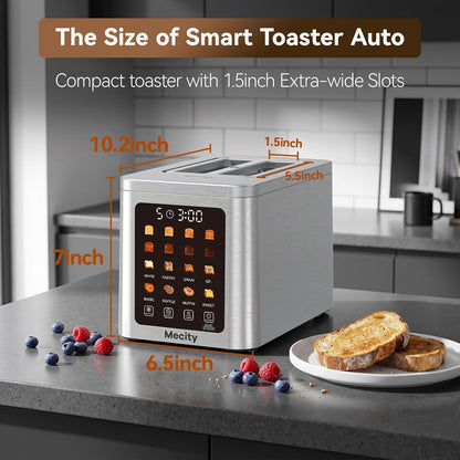 2 Slice Smart Touchscreen Toaster, Stainless Steel Wide Slot Toasters with Auto Lift & 30-Minute Warm, Memory Function, Defrost & Auto Shutoff, Digital Electric Bread Toaster for Bagels6