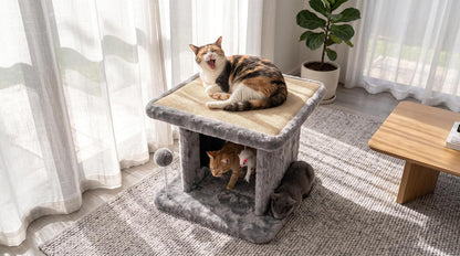 Large Cat Bed with Scratching Post and Combing Board, Sturdy and Durable, Ideal for Small Breeds | Large Plush Cat Tunnel with a Removable Sisal Scratch Pad, Grooming Brush, Hanging Toys, and Spacious Hideaway for Cats.2
