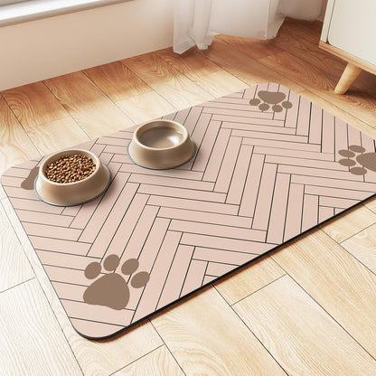 Pet Feeding Mat-Absorbent Pet Placemat for Food and Water Bowl, with Waterproof Rubber Backing, Quick Dry Water Dispenser Mat for Dog and Cat (20"X12", Striped Dark Gray)15