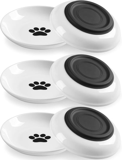 WROSWT No Spill Cat Bowls,Cat Food Bowl,Anti Whisker Fatigue Healthy Ceramic Cats Dishes Set for Indoor Cats,Shallow Wide Kitten Plates for Food and Water,Non-Slip Silicone Bottom,3 Pack7
