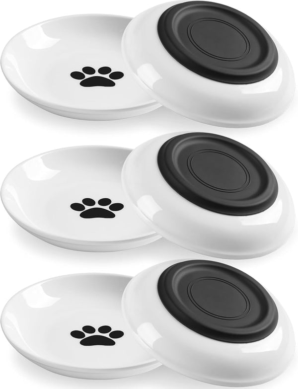 WROSWT No Spill Cat Bowls,Cat Food Bowl,Anti Whisker Fatigue Healthy Ceramic Cats Dishes Set for Indoor Cats,Shallow Wide Kitten Plates for Food and Water,Non-Slip Silicone Bottom,3 Pack7
