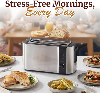 ECT-3100 4-Slice Long Slot Toaster, Stainless Steel | Extra-Wide Slots Fit Bagels, Sourdough & Texas Toast, 6 Browning Settings, Reheat, Defrost & Cancel, Built-In Warming Rack9