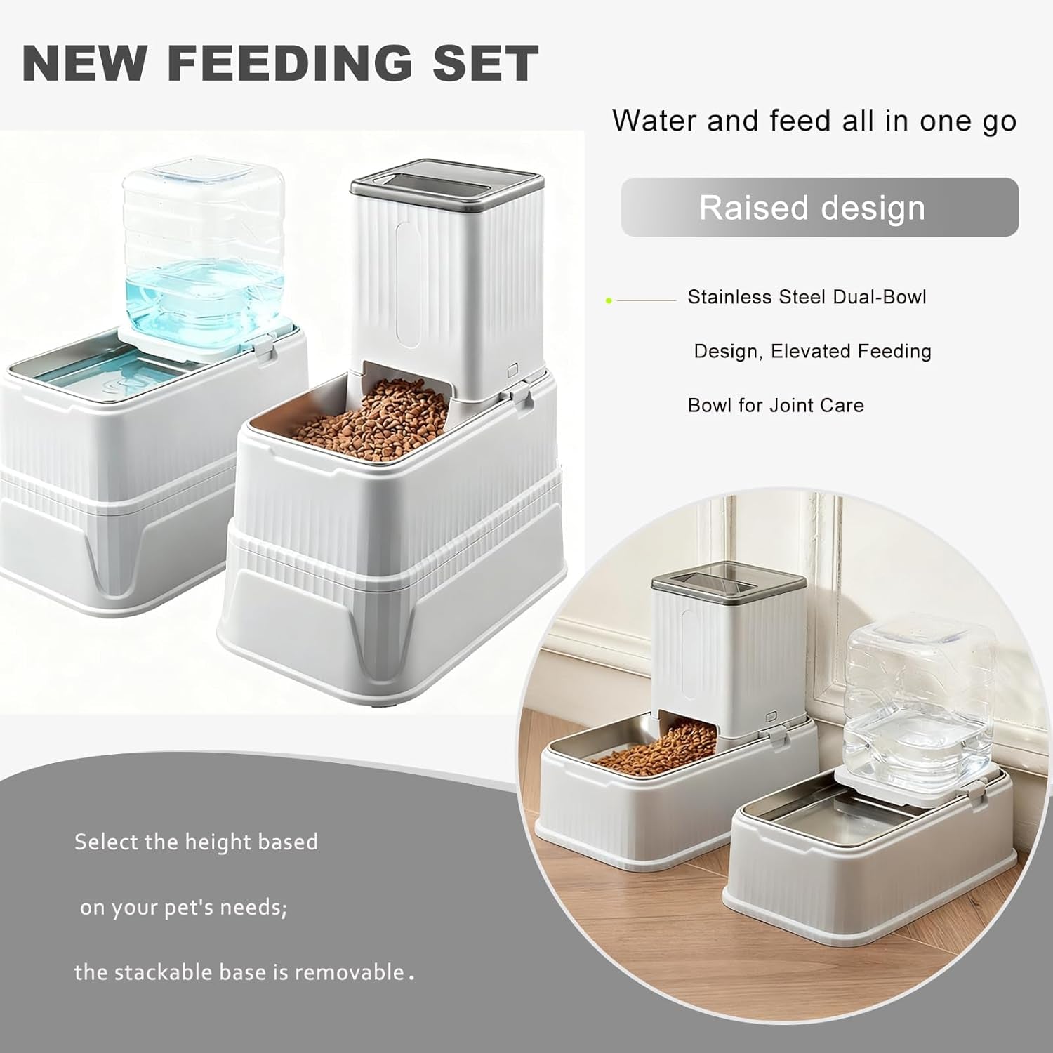 elevated-dog-bowls-set-1-gallon-automatic-gravity-food-feeder-water-dispenser-with-stainless-steel-bowls-adjustable-elevated-feeder-for-small-medium-large-dogs-anti-choking-neck-protection
