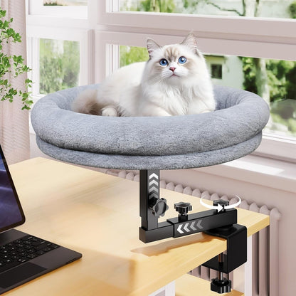 Desk Cat Bed, 18" Cat Bed for Desk, 360° Rotating, Dark Gray | Cat Bed Desk with Plush Cushion, Reinforced Frame and Adjustable Position for Home or Office Desks.1