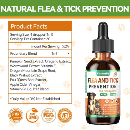 Oral Flea and Tick Prevention for Dogs and Cats with Vitamin 60Ml- Bacon | Dog & Cat Flea and Tick Defense, Cat Flea Drops Supplements with Natural Ingredients, Skin & Coat Supports, All Breeds & Ages8
