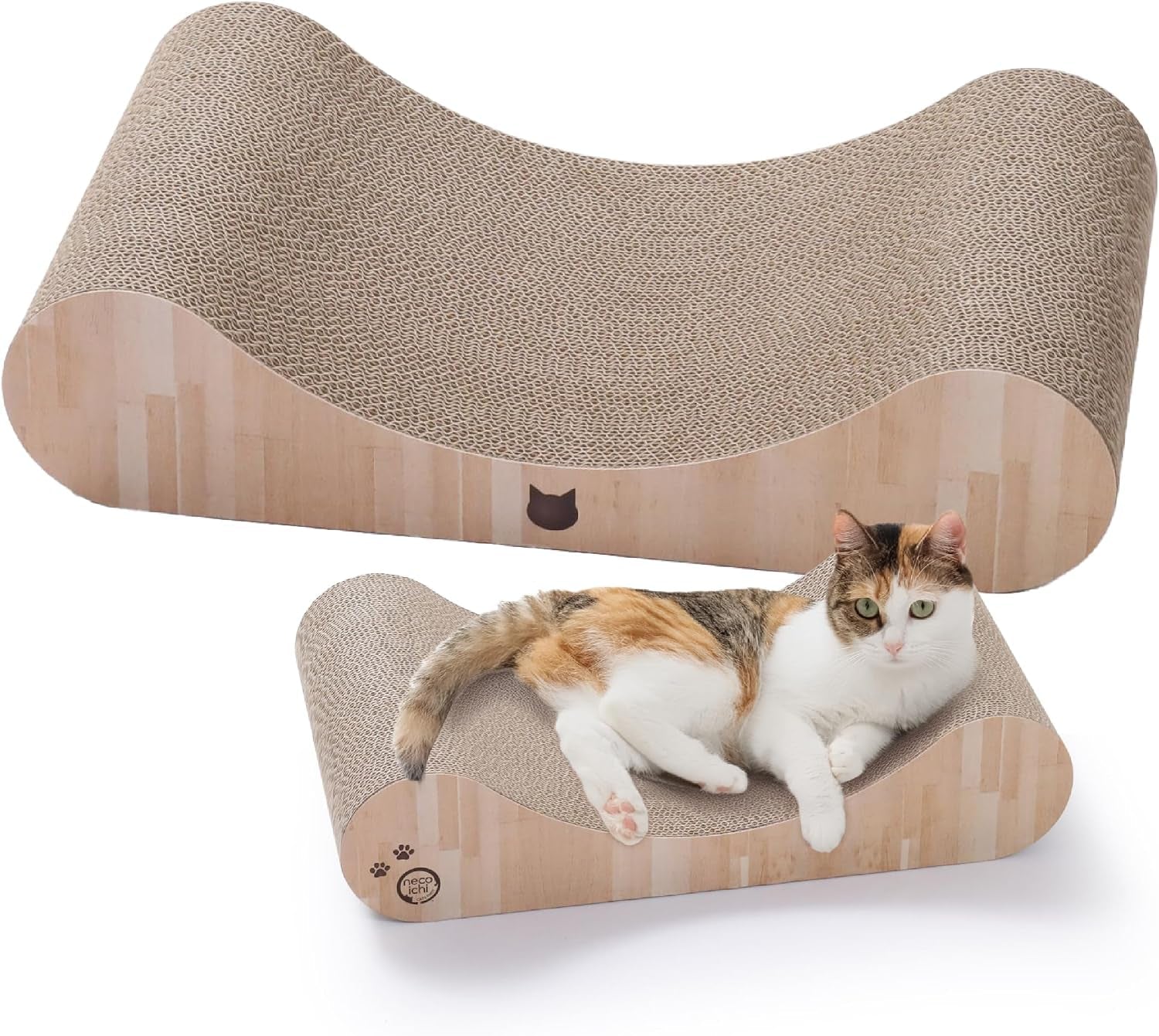 necoichi-cardboard-cat-scratcher-bed-for-indoor-cats-cat-scratching-board-horizontal-cat-scratch-pad-lounger-with-reversible-usability-and-extra-comfort-for-lounge-curved-23-large-dark-cherry