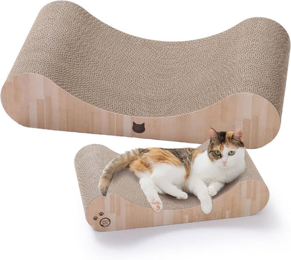 Necoichi Cardboard Cat Scratcher Bed for Indoor Cats - Cat Scratching Board, Horizontal Cat Scratch Pad Lounger with Reversible Usability and Extra Comfort for Lounge, Curved (23" Large, Dark Cherry)10