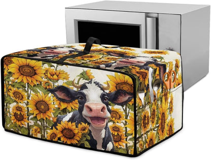 Cow Sunflower Print Toaster Oven Air Fryer Dust Cover Washable Heavy Duty Small Kitchen Appliance Dust Covers with Accessory Pockets, Kitchen Accessories, S1