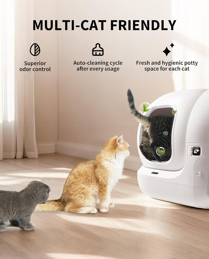 PETKIT Puramax 2 Automatic Self-Cleaning Cat Litter Box, App Control Automatic Litter Box with Safety Sensors, Odor Free & Anti-Leakage Basic Bundle Includes Trash Bags,2.4G Wifi & Low Entrance6