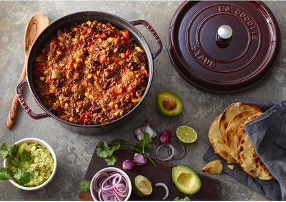 Staub Cast Iron 9-Qt round Cocotte - Grenadine, Made in France3