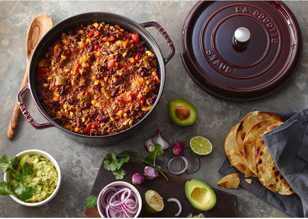 Staub Cast Iron 9-Qt round Cocotte - Grenadine, Made in France3
