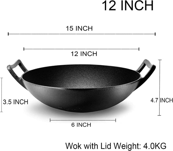 Cast Iron Wok with Lid (Wok with Lid 12 Inch) | Cast Iron Wok2