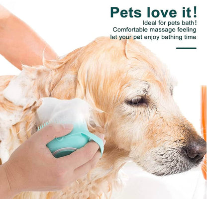 Pet Bath Massage Brush Puppy Dog Cat Grooming Cleaning Soft (Blue)3