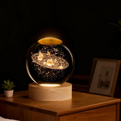 3D Solar System Crystal Ball, 2.4In Universe Gifts Decorative Quartz Glass Ball, Space Laser Engraved Model Astronomy Decor, Physics Display Sculpture Home Decor Crafts for Friends Mom Women Boys3