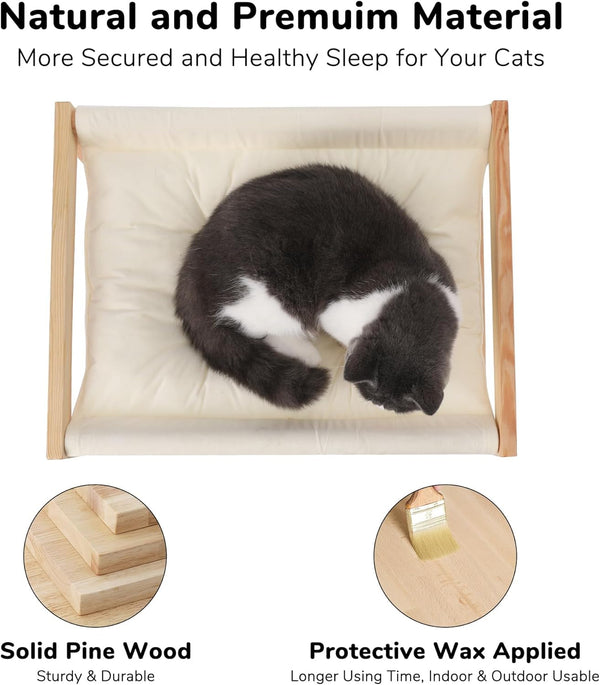 FUKUMARU Large Cat Hammock, Raised Dog Bed for Indoor and Outdoor, Washable | 21" Wooden Pet Beds, Cozy Velvet Cat Couch, Elevated Pet Sofa for Puppy, Bunny and Small Animal5