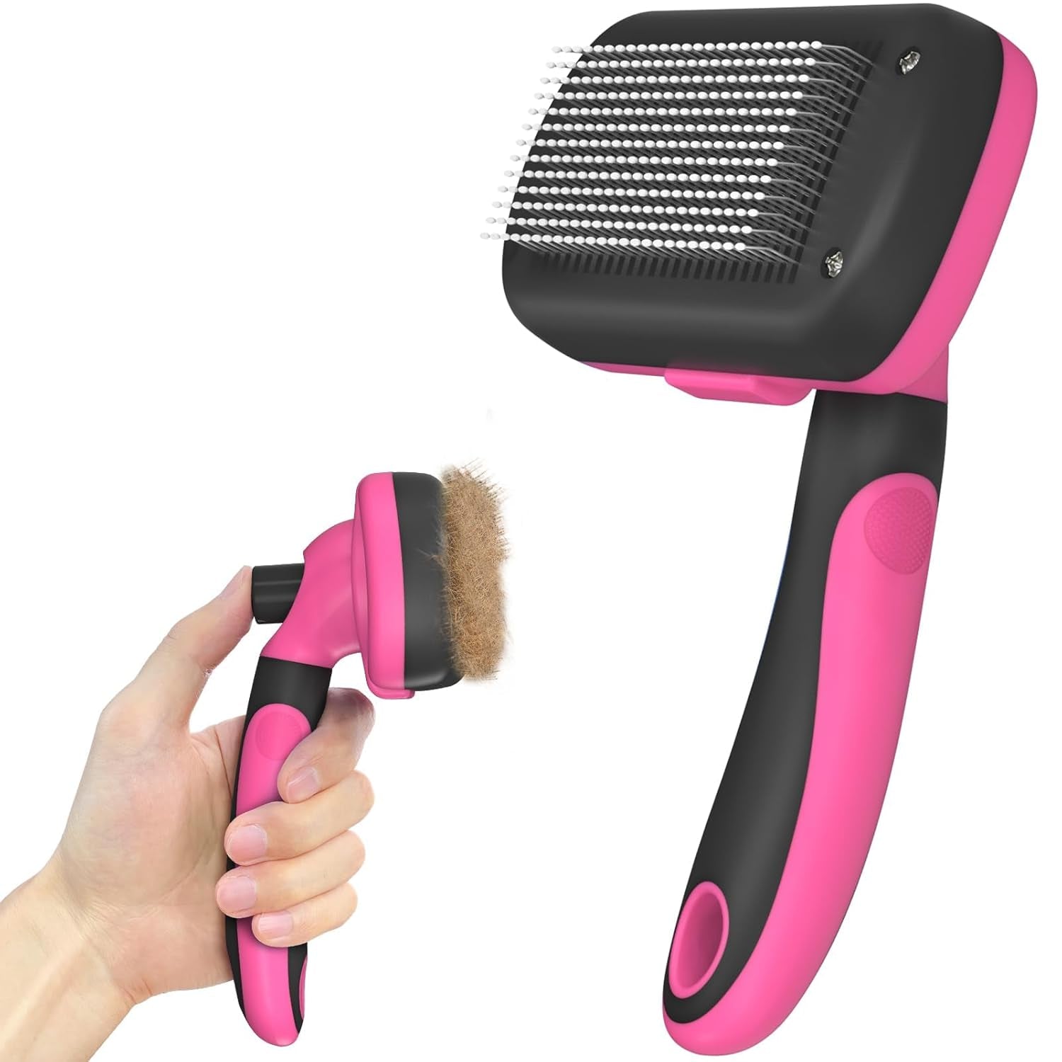 dipoo-self-cleaning-shedding-brush-skin-friendly-grooming-tool-for-dogs-cats-and-puppies-deshedding-and-hair-removal-for-long-and-short-haired-pets-black