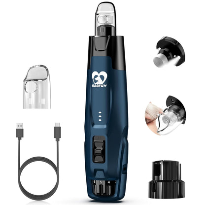 Casfuy New 6-Speed Dog Nail Grinder - 50% More Power Dog Nail Trimmers with 2 LED Lights Quiet 7H Running Time Electric Pet Nail Grinder File Toenail Grinder for Large Medium Small Dogs & Cats (DB)1