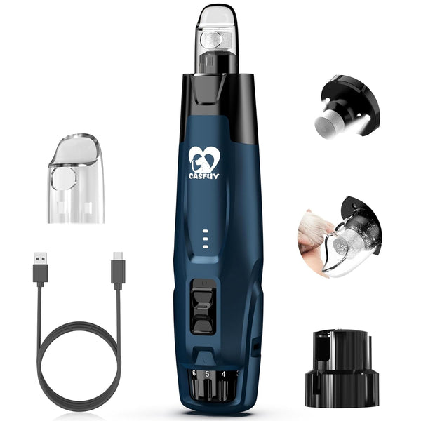 Casfuy New 6-Speed Dog Nail Grinder - 50% More Power Dog Nail Trimmers with 2 LED Lights Quiet 7H Running Time Electric Pet Nail Grinder File Toenail Grinder for Large Medium Small Dogs & Cats (DB)1