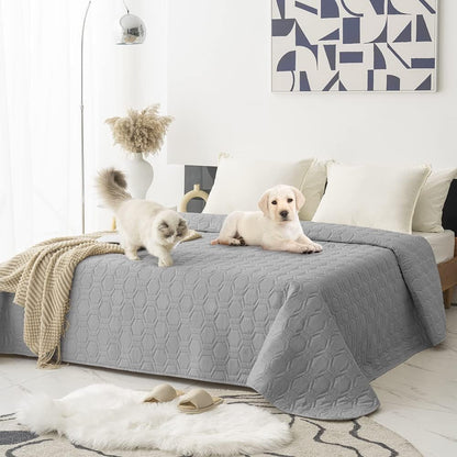 50X40 Inch Waterproof and Anti-Slip Dog Bed Cover and Pet Blanket Sofa Pet Bed Mat, Car Incontinence Mattress Protectors Furniture Couch Cover for Most Cats Dogs,Pets(Light Grey)7