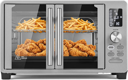 25L French Door Air Fryer Toaster Oven Countertop | 1500W | 11 Presets | Baking Tray, Rack, Crumb Tray & Clip | Digital Display | Dishwasher-Safe | Stainless Steel1