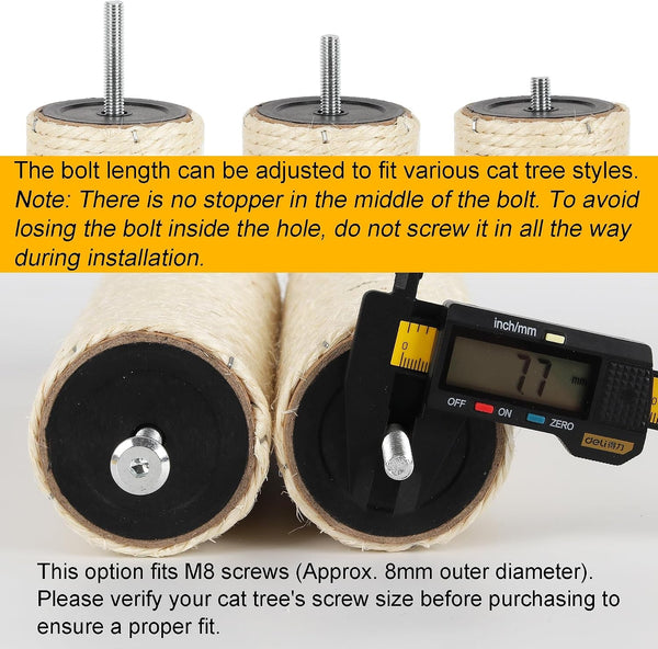 6.8Cm 2.7In Diameter Cat Tree Scratching Post Replacement Sisal (2Posts*30Cm/11.81In, M8)5