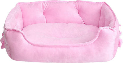 Cute Princess Dog Bed Pink Puppy Bed for Small Dogs Breathable Cat Couch Bowknot Pet Cushion Comfortable Kitten Nest Girl Doggy Sofa, Waterproof Bottom (Pink)1