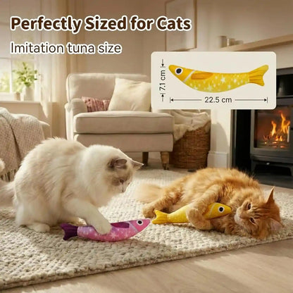 Cat Toys for Indoor Cats, Fish-Shaped Pillow, 2 Pack Yellow + Purple | 5000Mg A+Natural Catnip & Bell, Interactive Soft Chew Kicker, for Indoor Cats & Kittens, Crinkle & Bell Fish Sound Toy4
