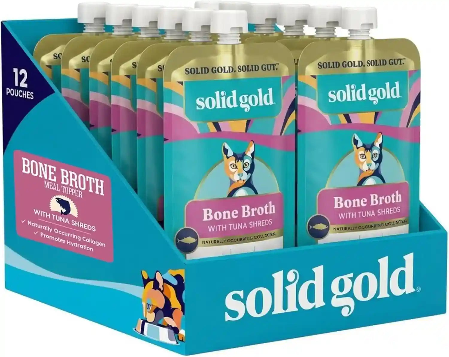 solid-gold-bone-broth-cat-food-topper-limited-ingredient-lickable-cat-broth-pouches-w-salmon-protein-shreds-collagen-for-hydration-gut-support-easy-to-serve-gravy-for-cats-meal-topper-12ct