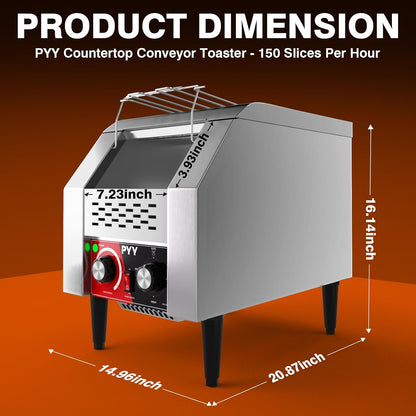 Commercial Conveyor Toaster 150Pcs/H - Electric Conveyor Belt Toaster for Toast, Bun, Bagel, Bread, Heavy Duty Stainless Steel Toaster Oven for Restaurant, Bakery, Buffet Use7