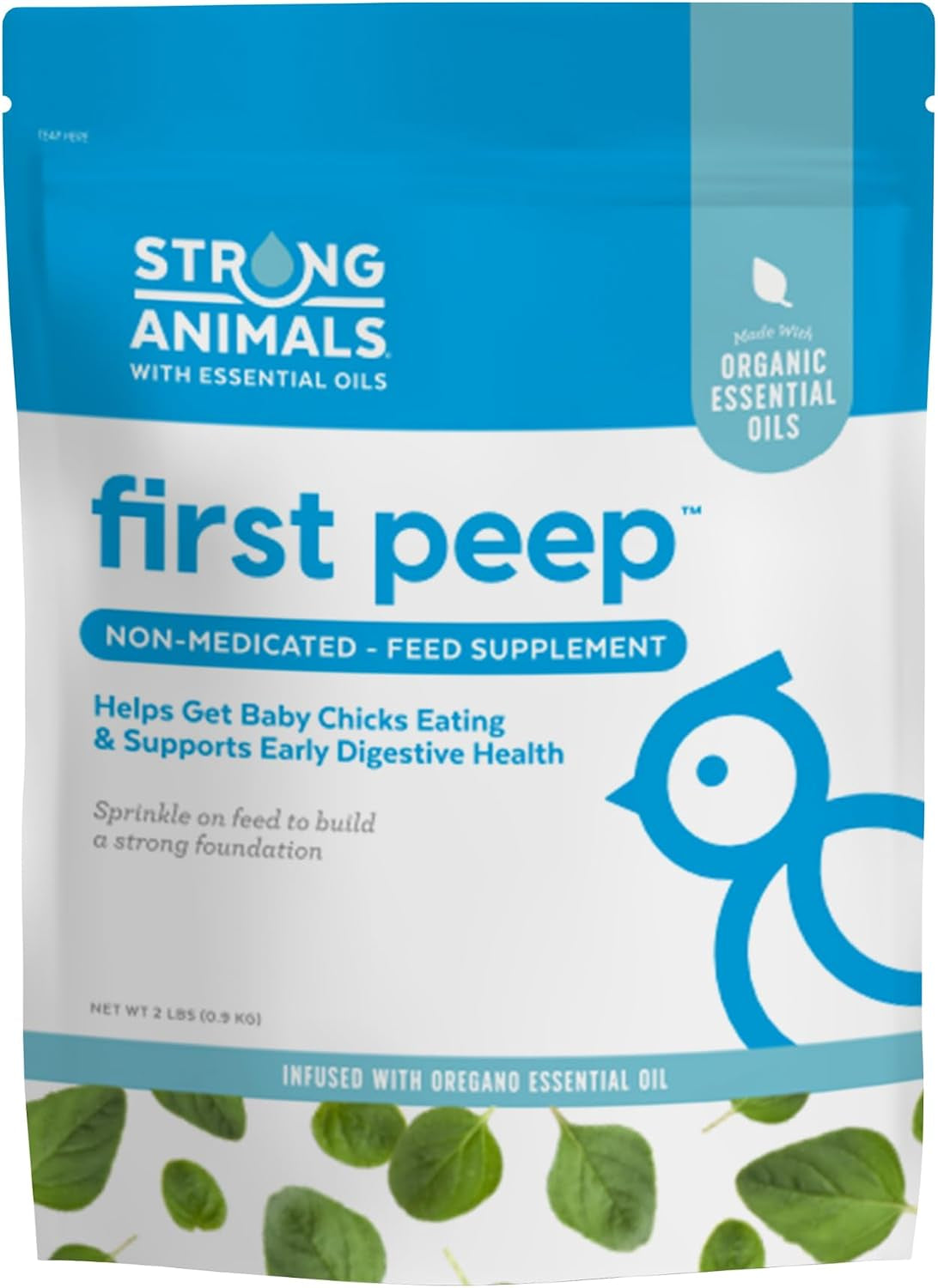 first-peep-chick-feed-supplement-with-oregano-oil-2-lb-non-medicated-organic-oregano-oil-kelp-prebiotics-helps-chicks-start-eating-sooner-supports-early-digestive-health