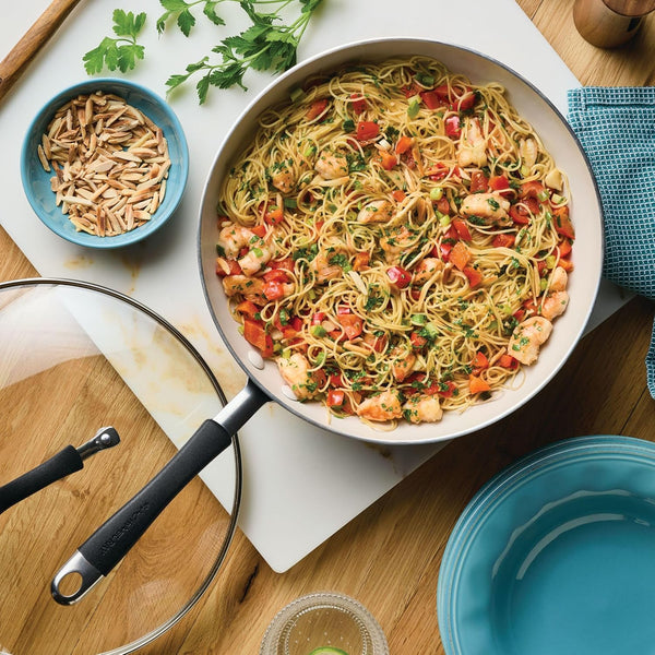 Cucina Ceramic Nonstick Stir Fry Pan and Lid, 11 Inch Non Stick Wok Pan, Dishwasher Safe - Peppercorn8