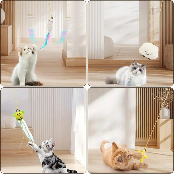 JIARON 6 PCS Interactive Cat Feather Toys, Indoor Hanging Retractable Cat Toy, Self Play Toys Make Fun Excecise4