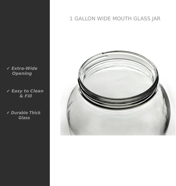 1 Gallon Glass Jar, Black Plastic Lid | Wide Mouth, USDA Certified, Bpa-Free, for Fermenting, Storing, Canning4