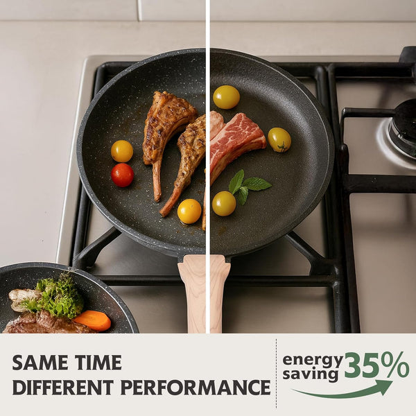 10 Inch Nonstick Frying Pan Skillet, Non Stick Granite Fry Pans, Stone Cookware Omelet Pan, Egg Frying Pan with Heat-Resistant Handle, Requires Installation, PFOA Free Chef'S Pan, Induction Compatible3