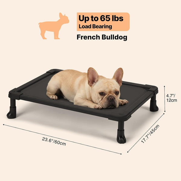 Veehoo Elevated Dog Bed Small, Chew Proof Dog Bed Pre-Assembled, 24" X 17" | Cooling Raised Dog Bed, Indestructible Dog Bed for Crate, Non-Slip Feet, Breathbale Teslin Mesh, Indoor Outdoor Use, Black6