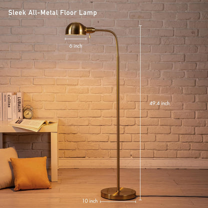 Adjustable Floor Lamp with Flexible Gooseneck and Rotatable Shade, E26 Socket, 10-Inch Base - Ideal for Reading, Bedside, Living Room, Brushed Nickel3