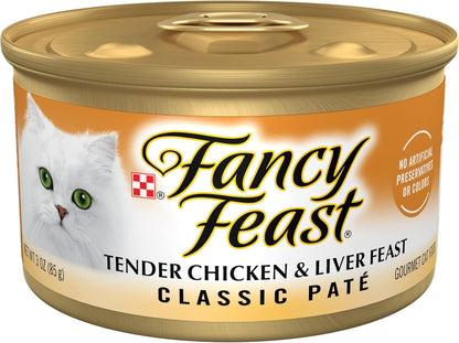 Purina Fancy Feast Tender Chicken and Liver Feast Classic Grain Free Wet Cat Food Pate - (Pack of 24) 3 Oz. Cans1