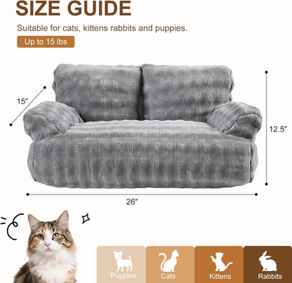 Cat Couch Bed, Cute Pet Sofa for Indoor Cats, 26"X15", Grey | Soft Pet Couch for Kittens Puppies, Small Dog Sofa Bed, Removable Washable Cover5