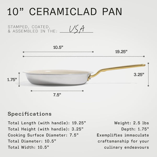 Made in Cookware - 7-Piece Ceramiclad Non Stick Pot and Pan Set (Antique Brass Handle) - 5-Ply Stainless Clad - Professional Cookware - Crafted in Italy - Induction Compatible7