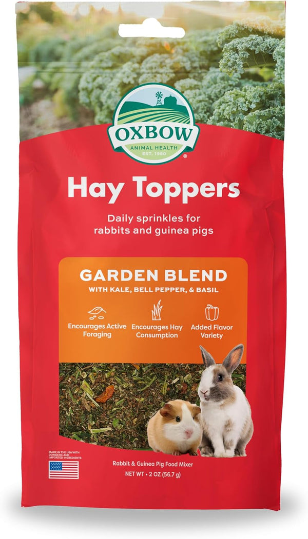 Oxbow Hay Topper, Rabbit & Guinea Pig Treats, Hay Mixer, Garden Blend, 2 Oz | Foraging Hay Topper with Kale, Bell Pepper & Basil Sprinkles for Rabbits, Guinea Pigs & Chinchillas, Adds Variety to Hay1